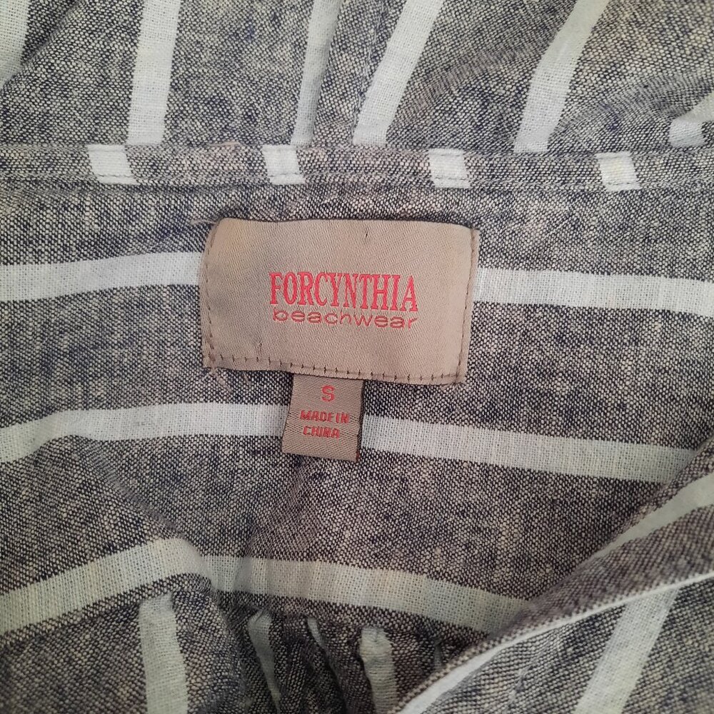 Forcynthia Beachwear Blue Linen Coverup Shirt, Size S - Picture 3 of 3